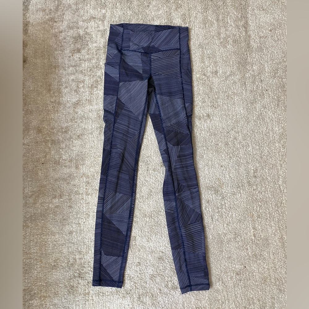 Lululemon blue stripped leggings, women’s size 2